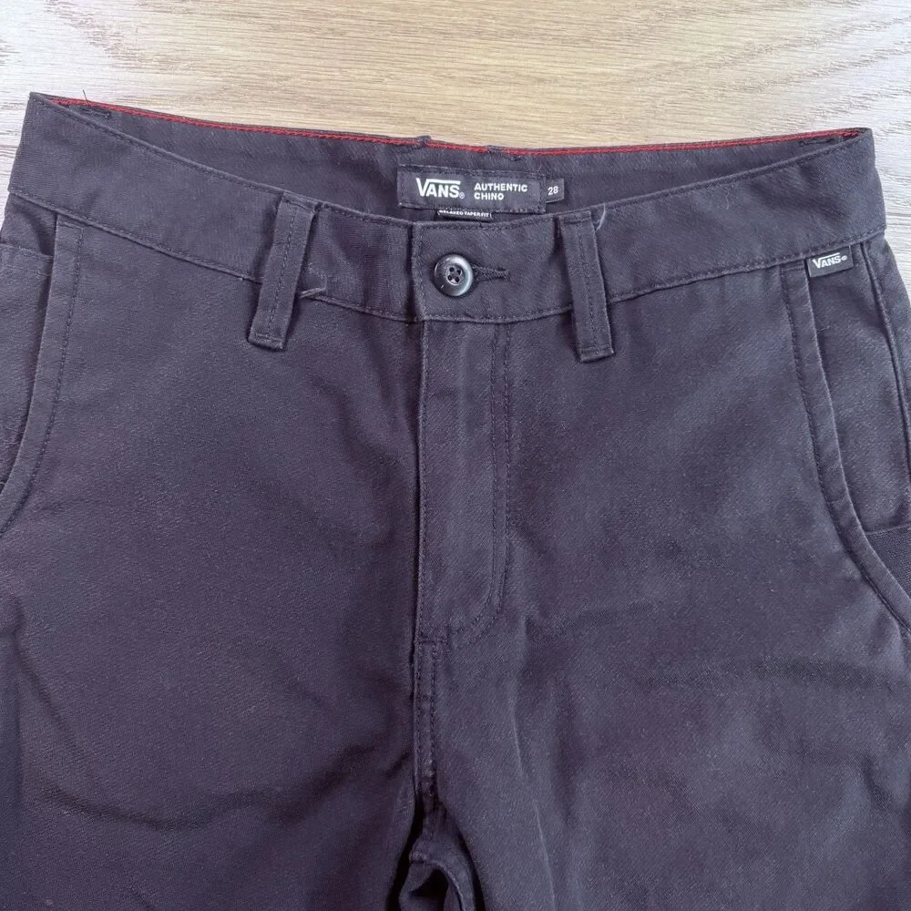 Vans Pants Men 28x30 Authentic Chino Relaxed Taper Fit Black Skater Grunge